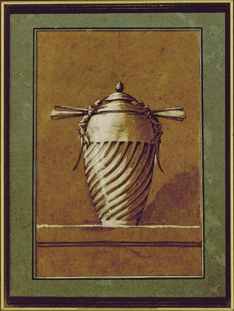 Projekt dekoracyjnego wazonu, 1764 (pióro, tusz i gwasz na papierze) autorstwa Ennemond Alexandre Petitot