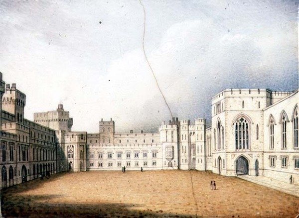 Tablica Worcester przedstawiająca czworobok, zamek Windsor, jedna z pary, ok. 1830-40 (porcelana) (para patrz 72833) autorstwa Enoch Doe