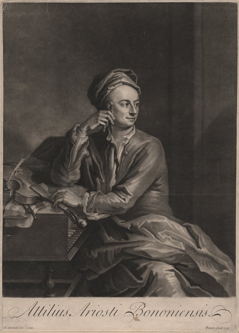 Attilus Ariosti Bononiensis, rytowany przez Johna Simona (1675-1751), 1719 (mezzotinta) autorstwa Enoch Seeman