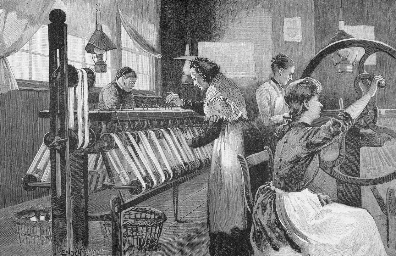 Tkacze jedwabiu Spitalfields, 1893 autorstwa Enoch Ward