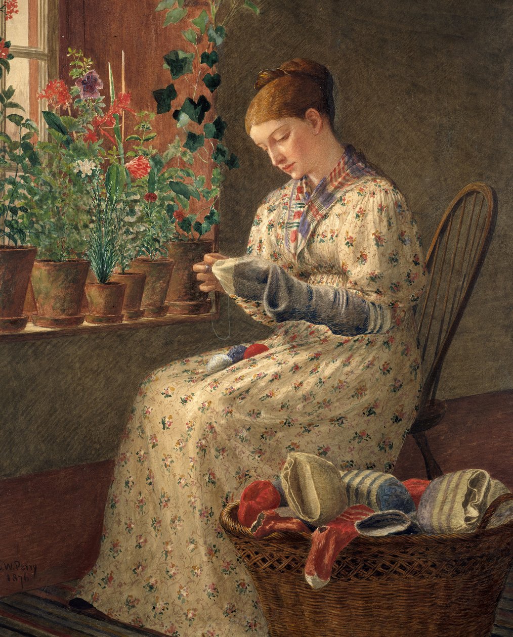 Miesięczne cerowanie, 1876. autorstwa Enoch Wood Perry