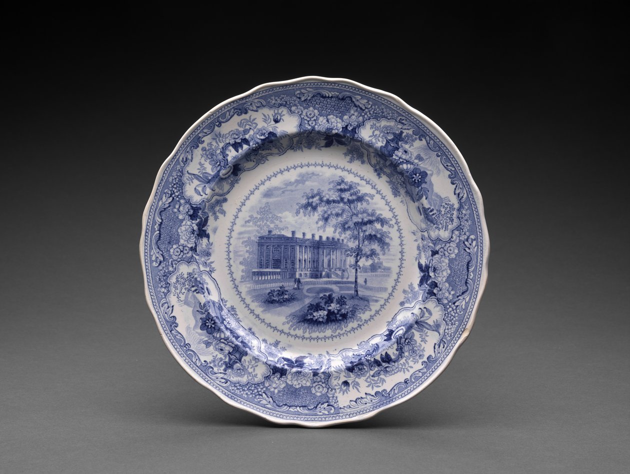 Talerz, ok. 1831-46 (ceramika emaliowana ołowiem z nadrukiem transferowym) autorstwa Enoch Wood and Sons