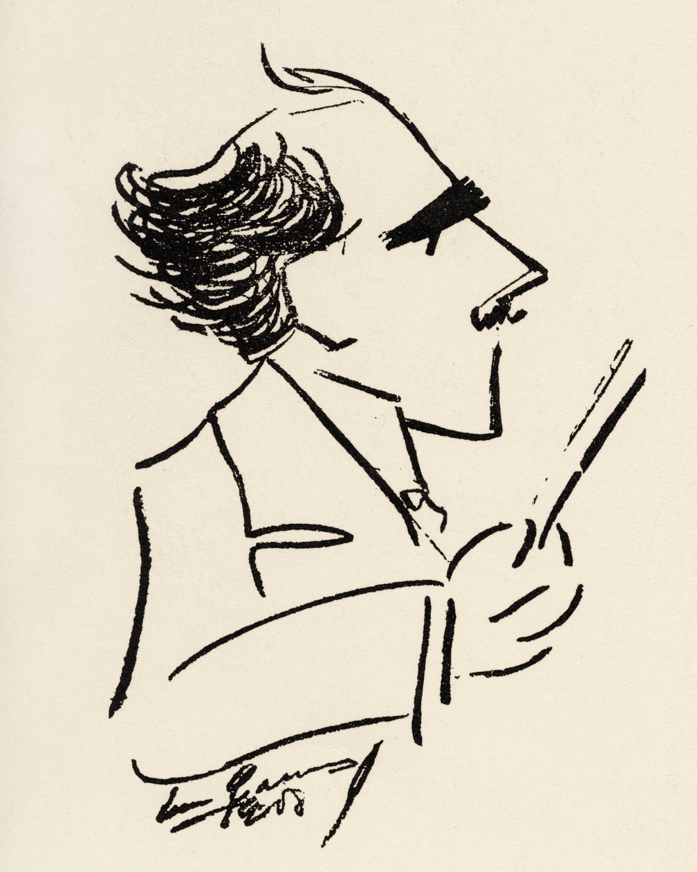 Arturo Toscanini (1867-1957) Włoski dyrygent w karykaturze Enrico Caruso (włoski tenor). autorstwa Enrico Caruso