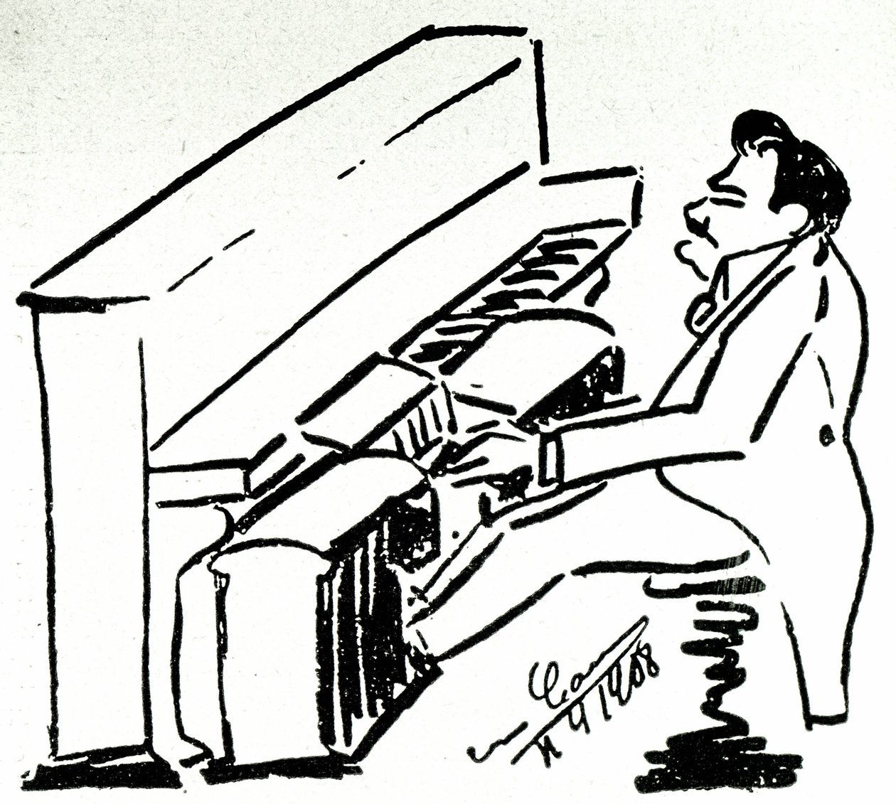 Autokarykatura lirycznego śpiewaka Enrico Caruso w pianoli autorstwa Enrico Caruso