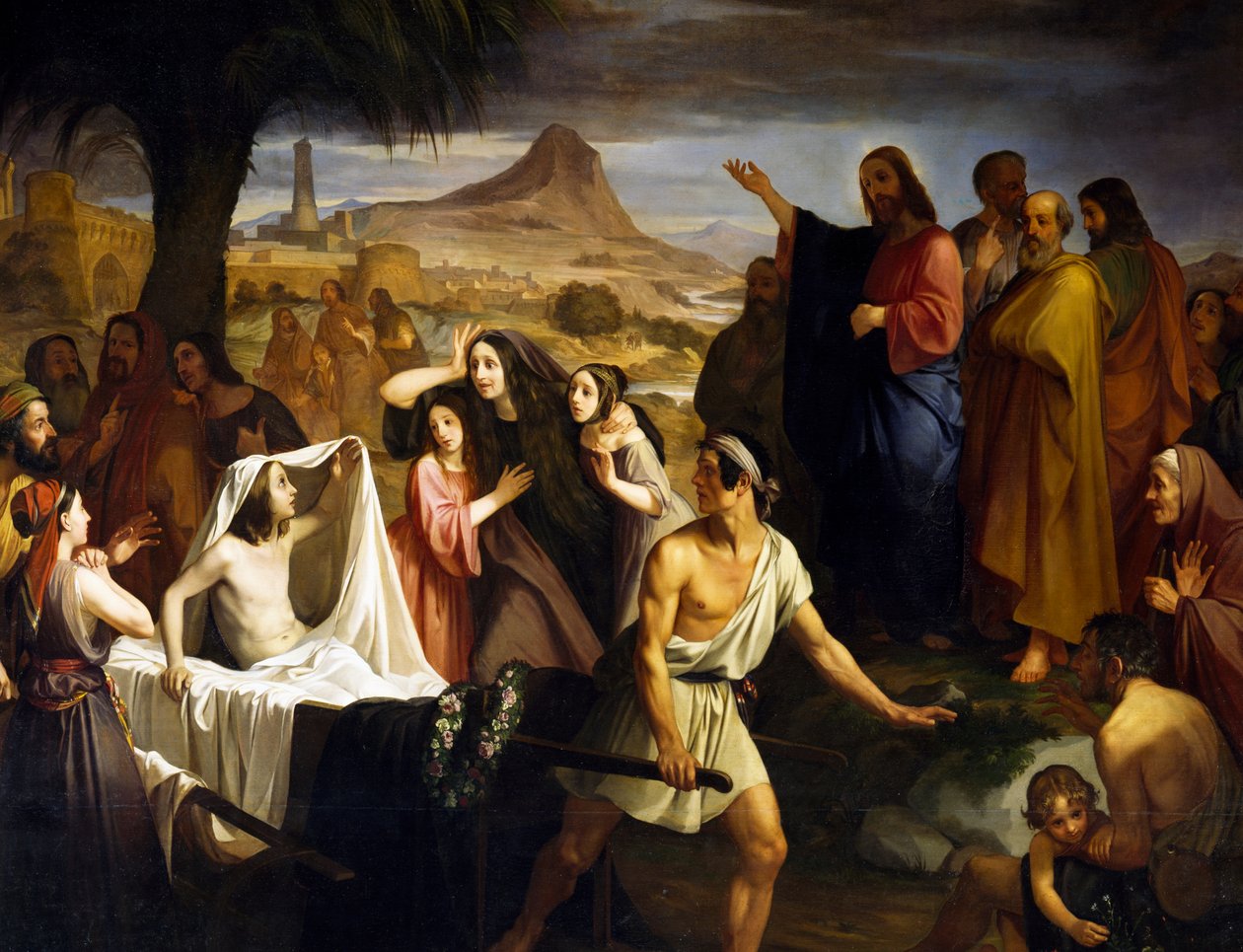 Zmartwychwstanie wdowy po synu Naima, autorstwa Enrico Pollastrini (1817-1876), kościół Najświętszej Marii Panny Succour, Livorno, Toskania, Włochy autorstwa Enrico Pollastrini