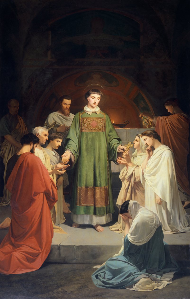 jałmużna św. Wawrzyńca, Enrico Pollastrini (1817-1876), kościół Najświętszej Marii Panny Wspomożycielki, Livorno, Włochy autorstwa Enrico Pollastrini