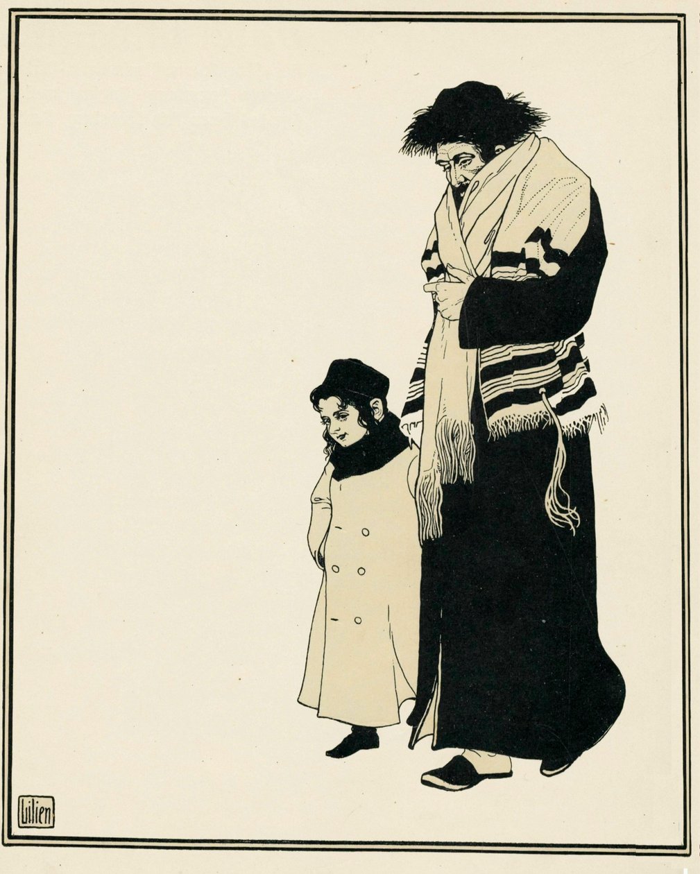Ortodoksyjny Żyd z dzieckiem autorstwa Ephraim Moses Lilien