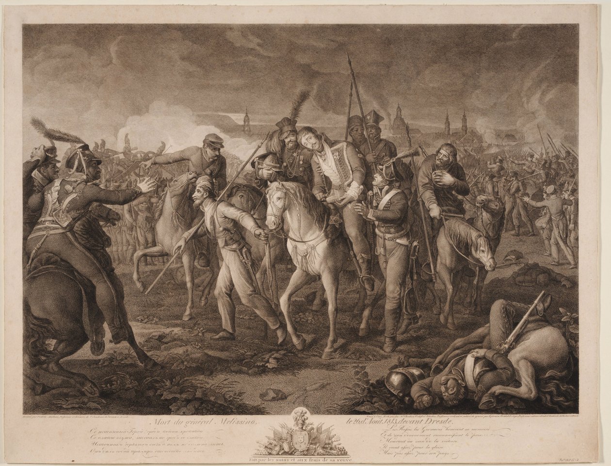 Śmierć generała Aleksieja Melissino 26 sierpnia 1813 r. autorstwa Ephraim Gottlieb Krüger