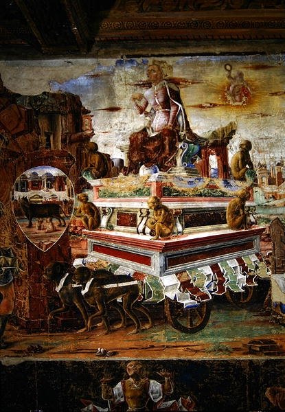 Fragment rydwanu Maia, od września: Triumf Wulkana, z Pokoju Miesięcy, 1467-70 autorstwa Ercole de Roberti