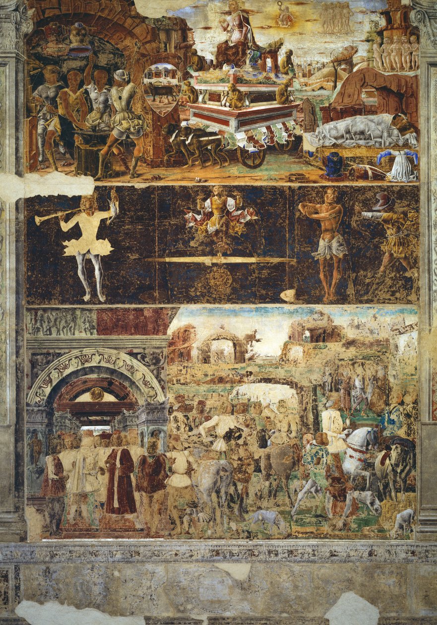 Miesiąc wrzesień: Triumf Wulkana i Znak Wagi, z Pokoju Miesięcy, 1467-70 autorstwa Ercole de Roberti