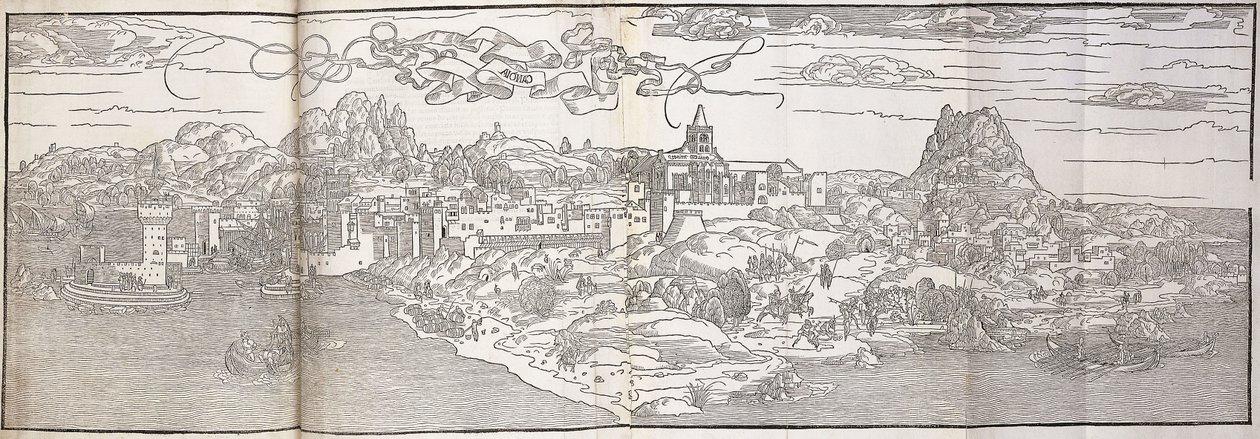 Panoramiczny widok na Candia autorstwa Erhard Reuwich