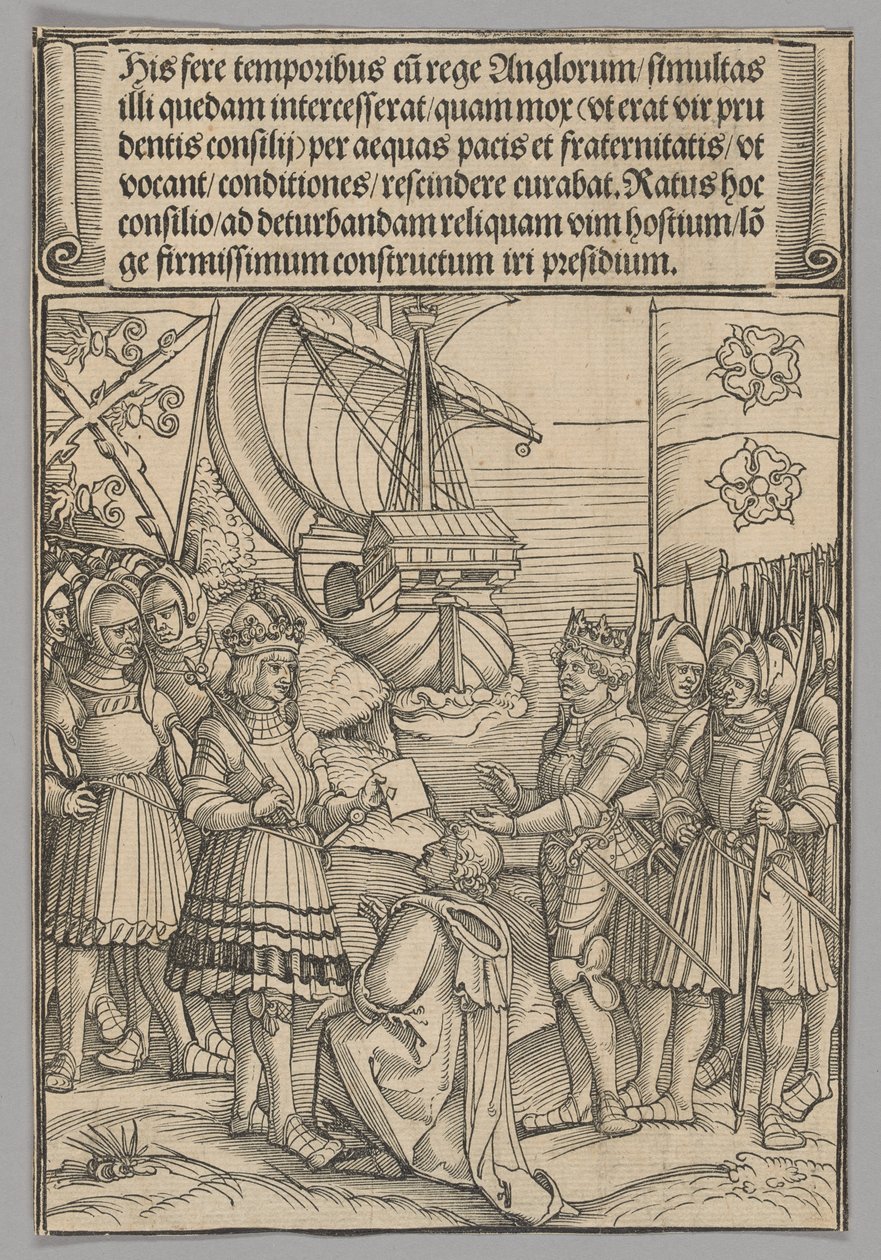 Maksymilian i Henryk VII z Anglii, tablica 11 ze Scen historycznych z życia cesarza Maksymiliana I z Łuku Triumfalnego autorstwa Erhard Schon
