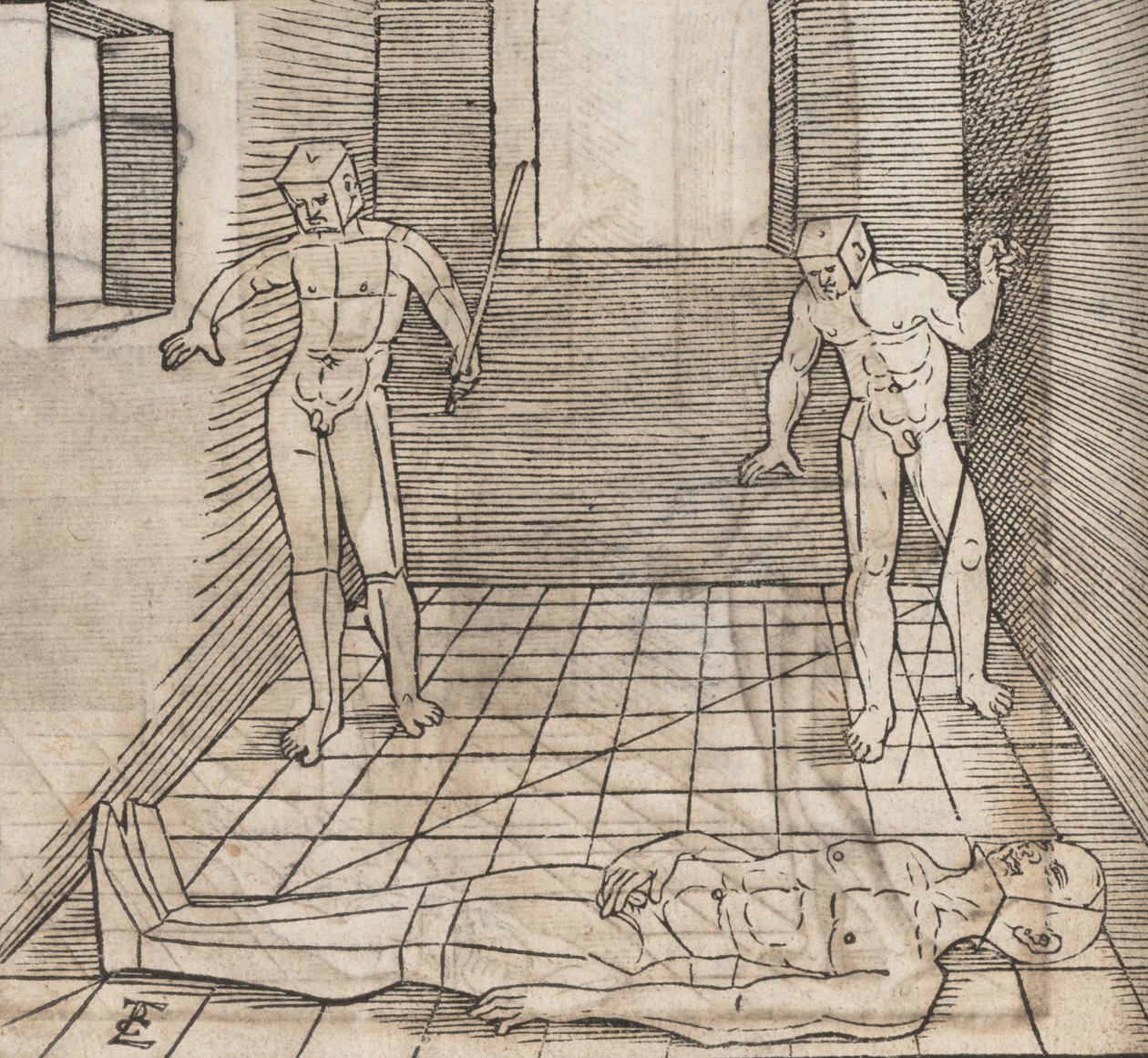 Ustalenie proporcji i położenia wybryków, 1538. autorstwa Erhard Schon