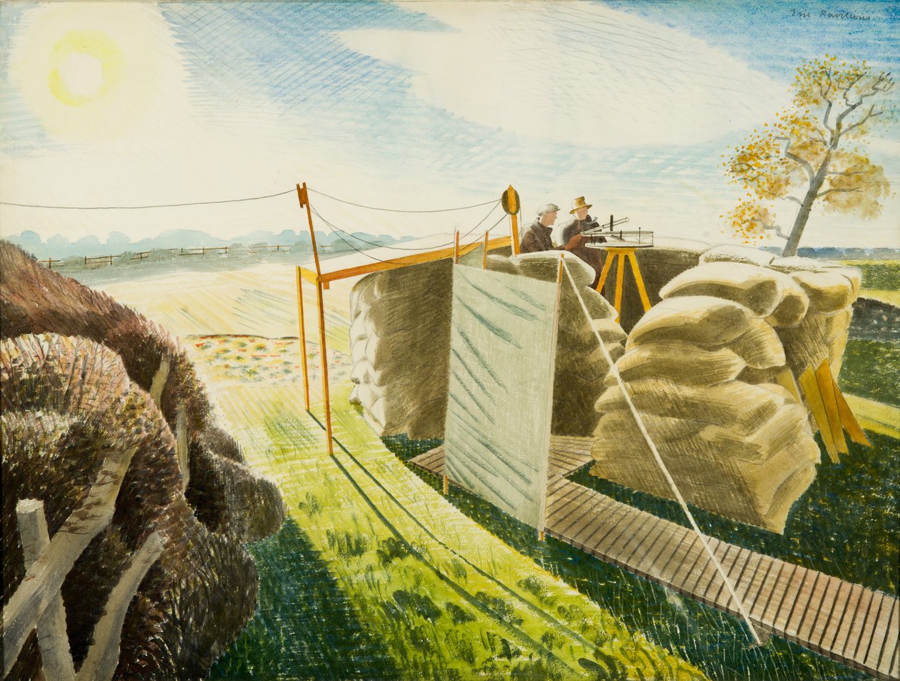 Posterunek Obserwatora, ok. 1940-42 (wc i grafit) autorstwa Eric Ravilious