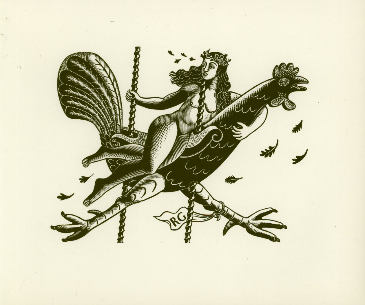Tirza na koguciku, 1931 (drewnodruk) autorstwa Eric Ravilious