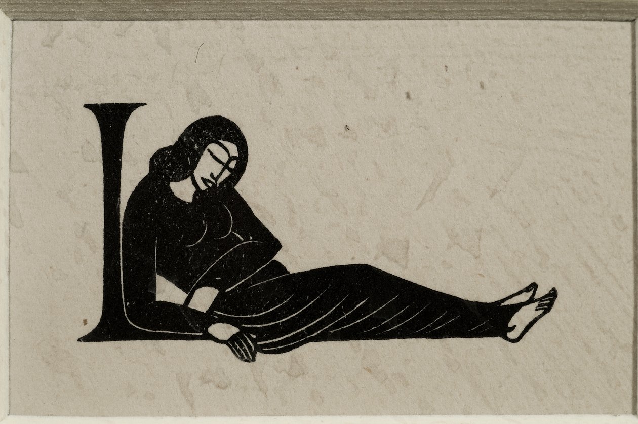 Inicjał L z kobietą autorstwa Eric Gill
