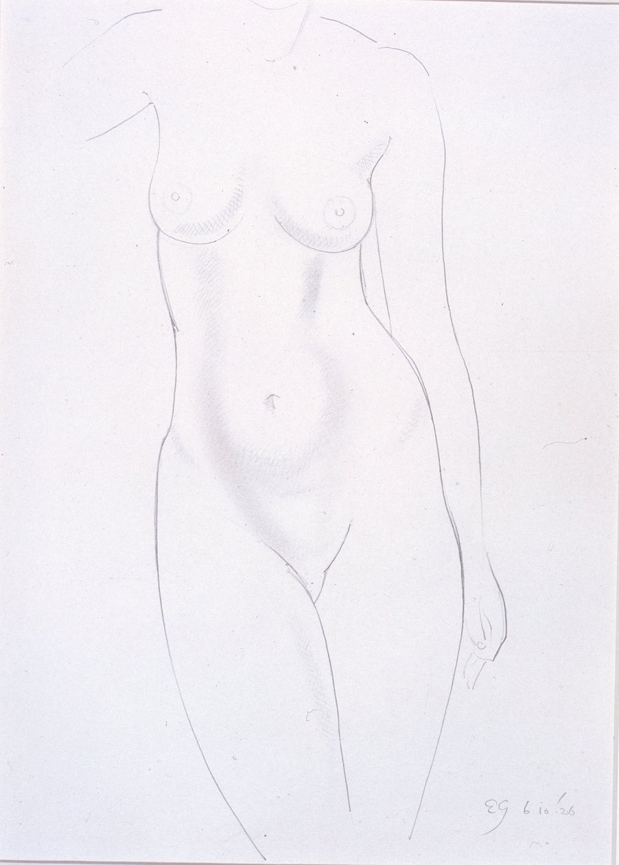 Tułów (ołówek na papierze wklejony na karton) autorstwa Eric Gill