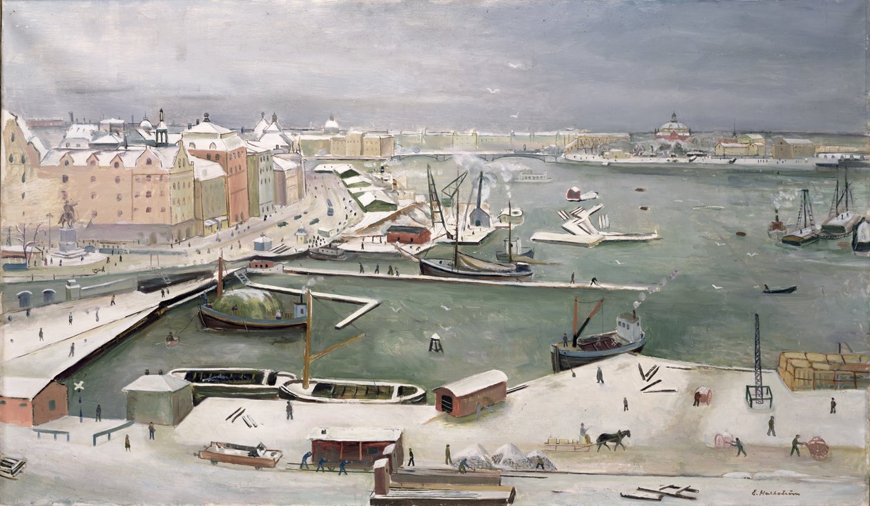 Sztokholm w śniegu (olej na płótnie) autorstwa Eric Hallström