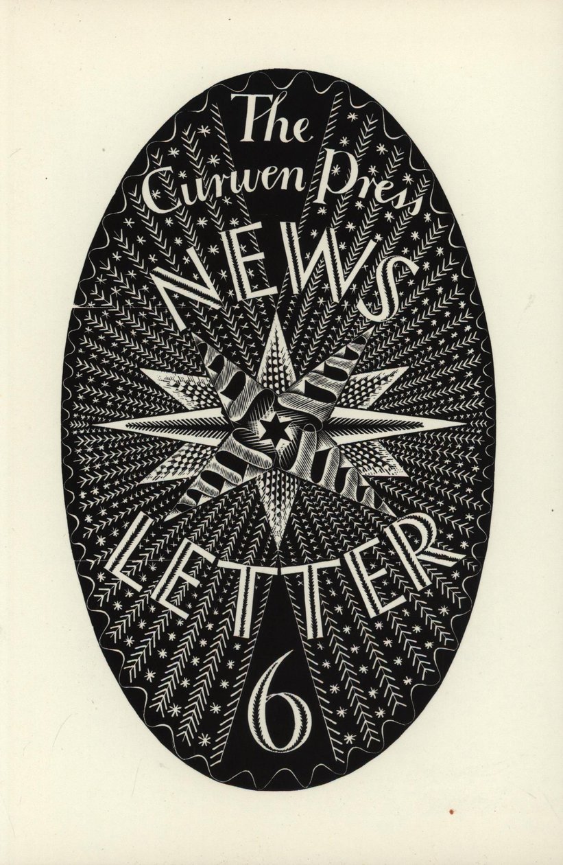 Projekt listu informacyjnego The Curwen Press, numer 6, 1934 (drewno) autorstwa Eric Ravilious