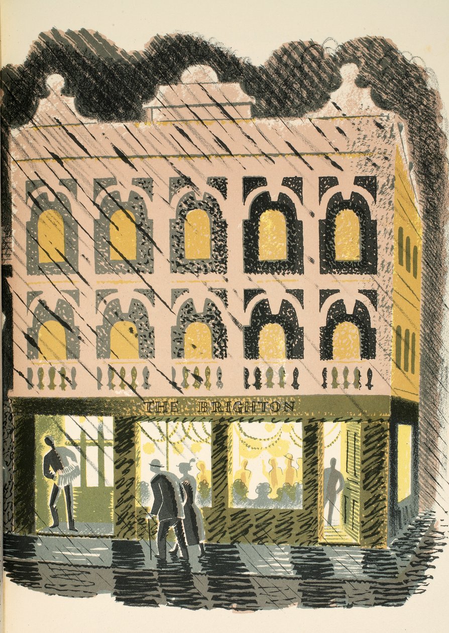 Public House, ilustracja z "High Street" J.M. Richardsa, wydrukowana przez Curwen Press, opublikowana przez Country Life, 1938. autorstwa Eric Ravilious