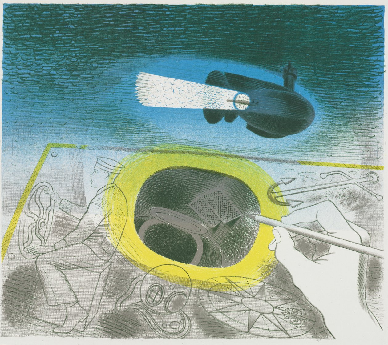 Seria okrętów podwodnych: litografia wprowadzająca autorstwa Eric Ravilious