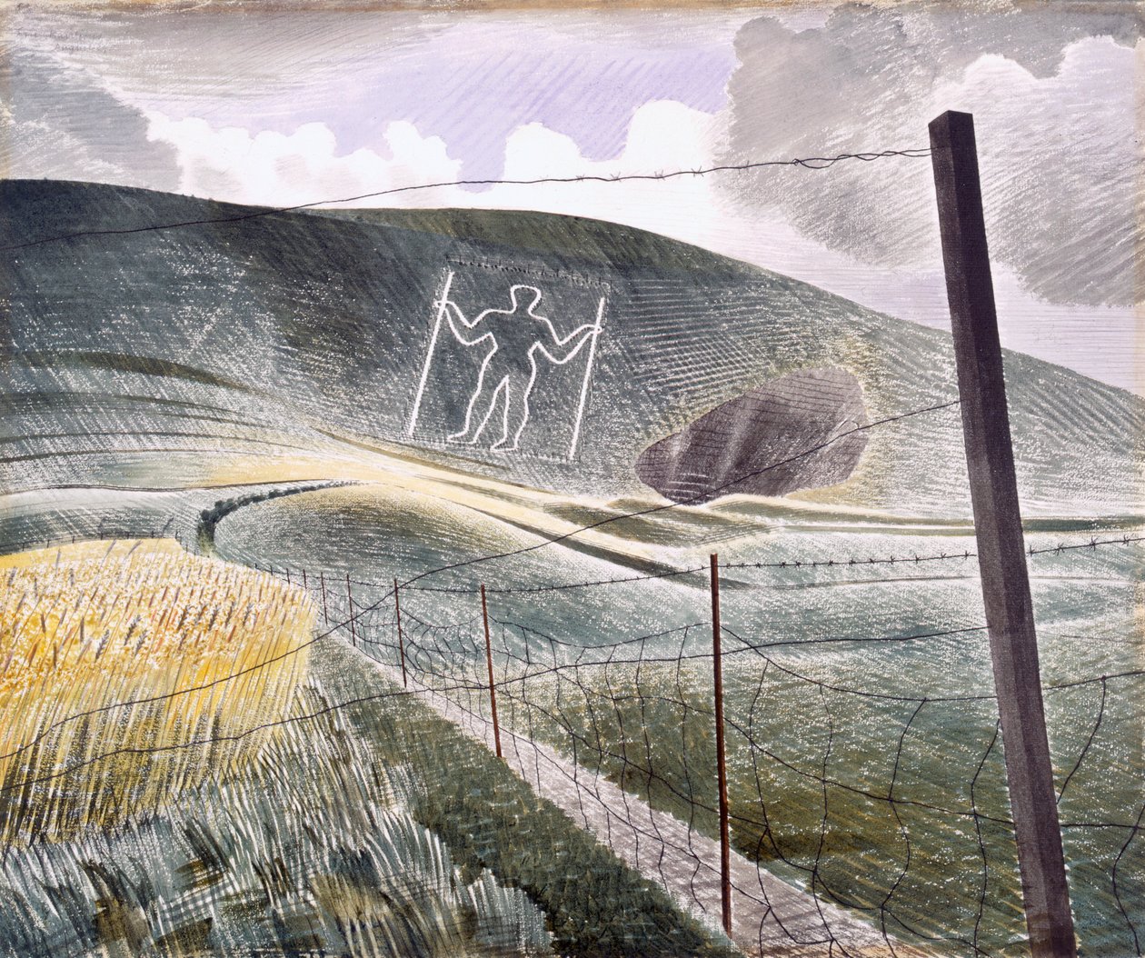The Long Man of Wilmington lub The Wilmington Giant, 1903. autorstwa Eric Ravillious