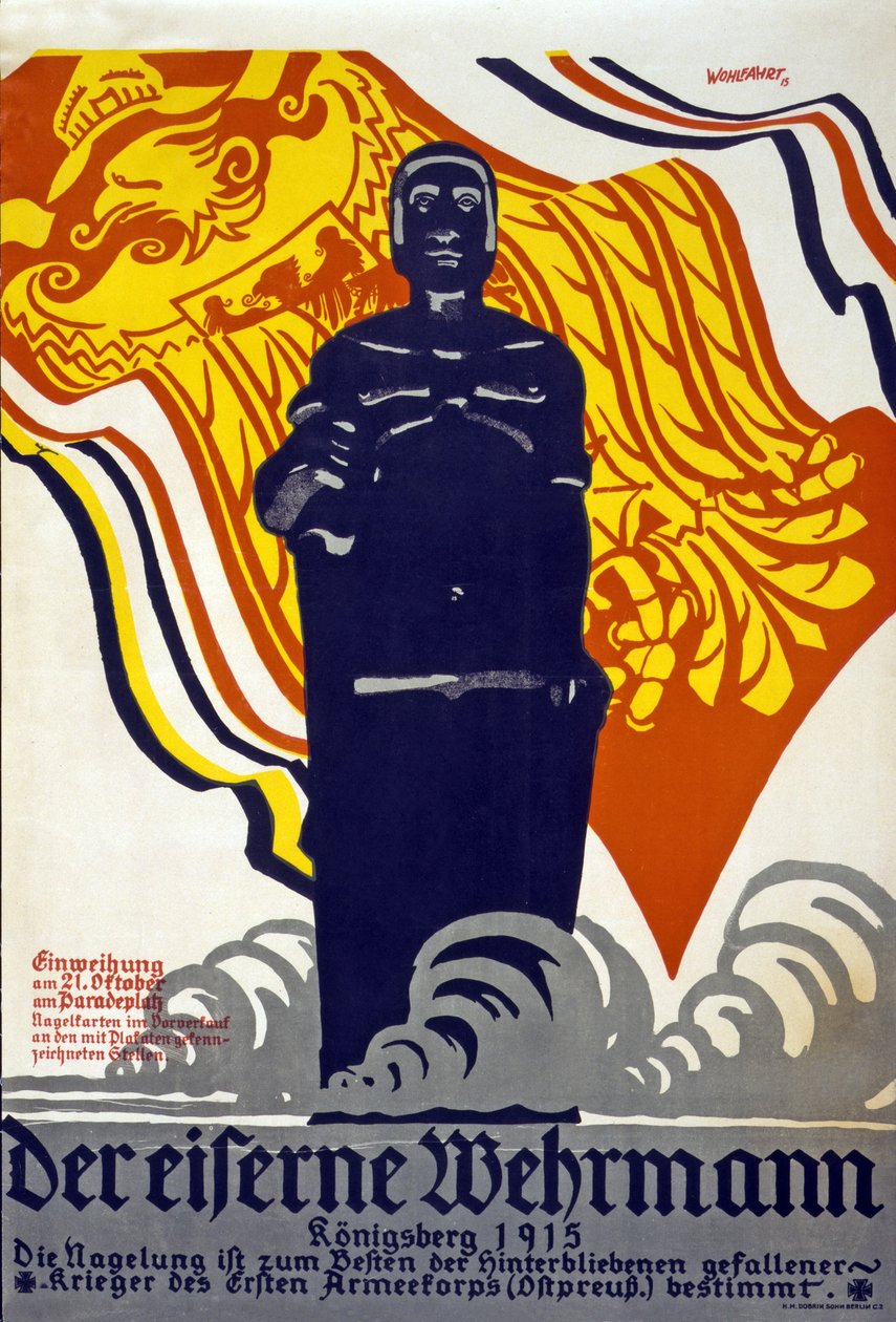 Żelazny żołnierz, Królewiec 1915, litografia barwna z 1915 r. autorstwa Erich Wohlfahrt
