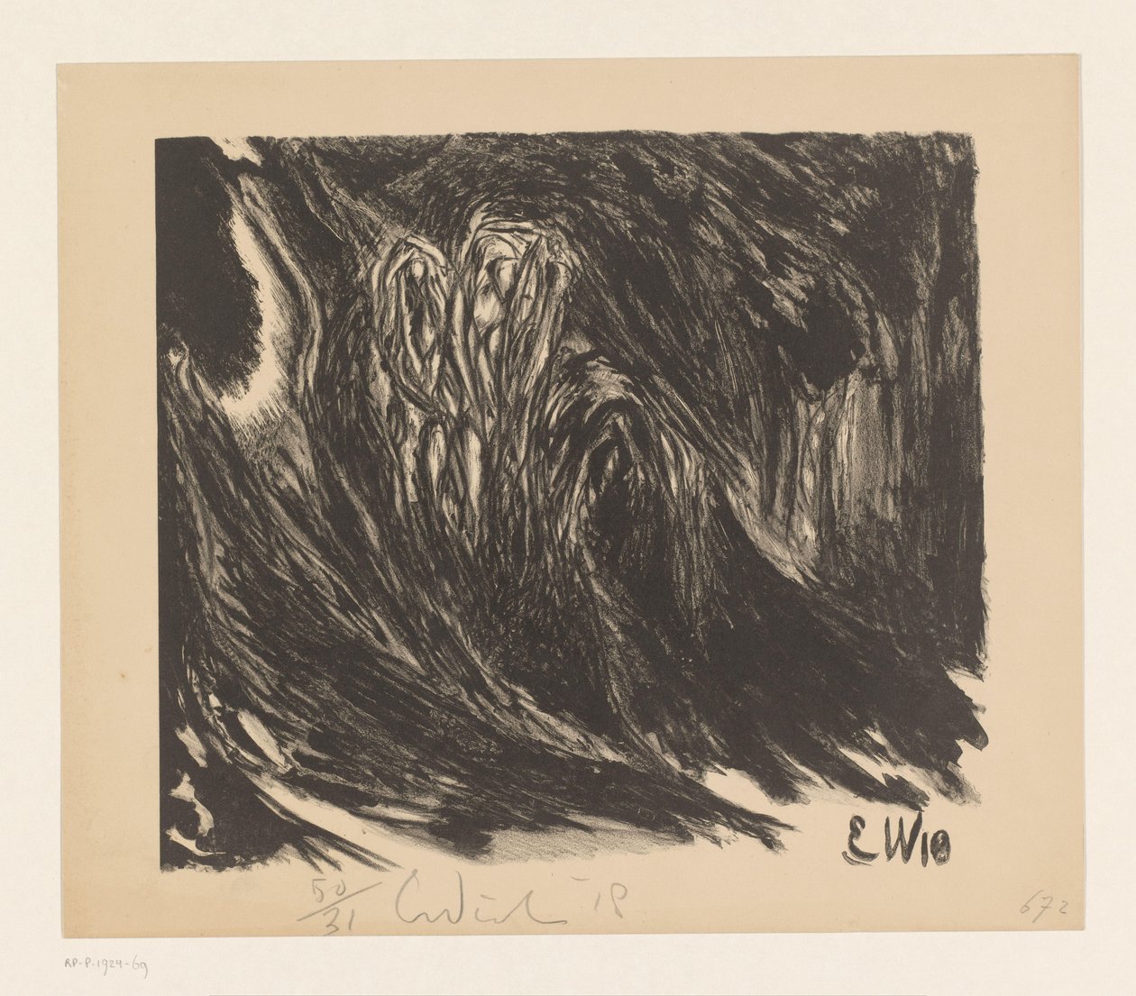 Kompozycja abstrakcyjna Das Trinklied vom Jammer der Erde (Li Tai Po) (tytuł oryginalny) autorstwa Erich Wichmann (signed by artist)