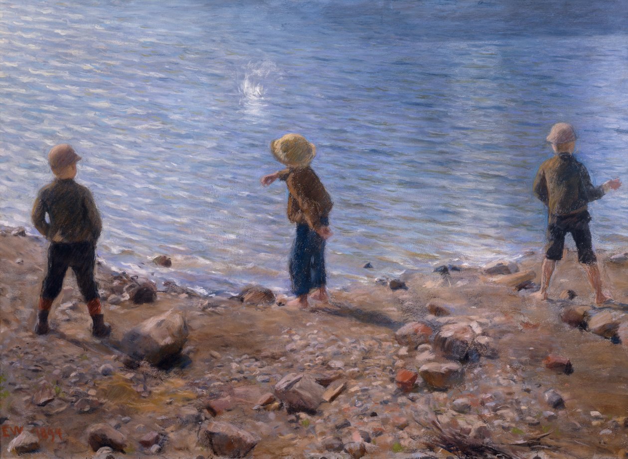 Trzech chłopców na plaży autorstwa Erik Theodor Werenskiold