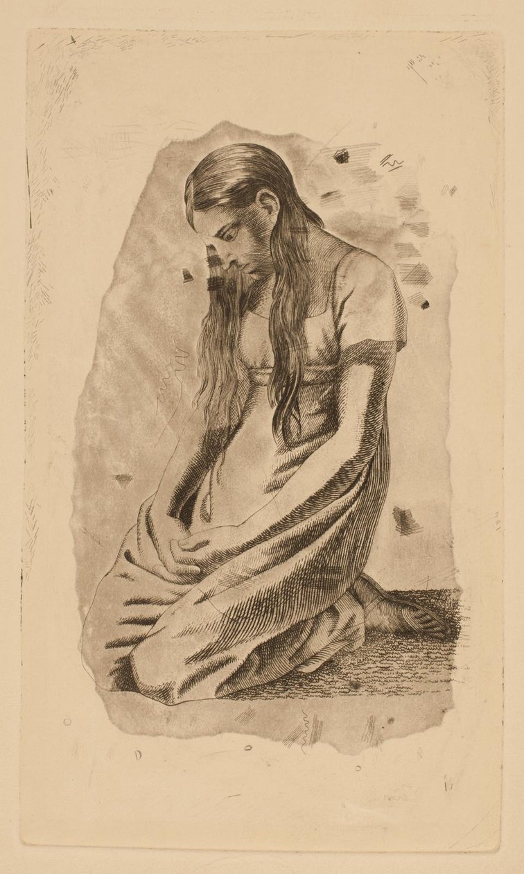 Klęcząca młoda dziewczyna autorstwa Erling Eckersberg