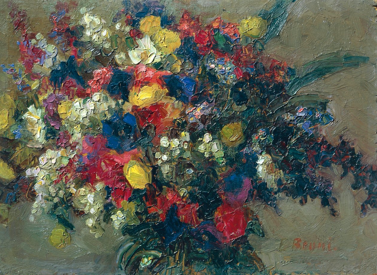 Kwiaty alpejskie, Erminia Bruni Menin (1870-1940), olej na płótnie. autorstwa Erminia Bruni Menin