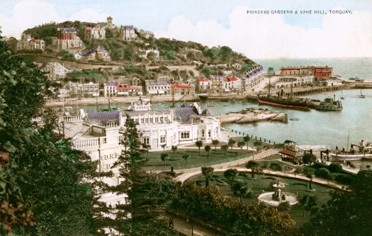 Ogrody Księżniczki i Wzgórze Vane, Torquay, Devon, początek XX wieku. autorstwa Ern Bishop
