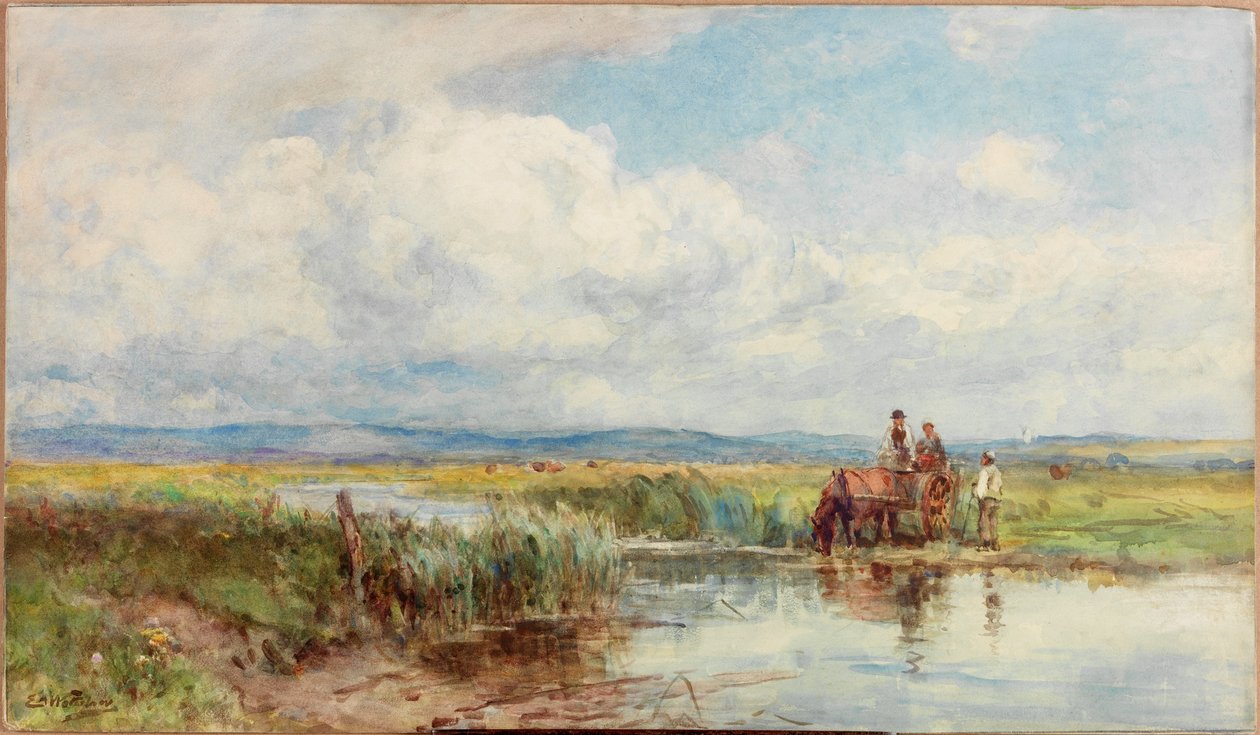 Moorland (ołówek i akwarela na papierze (wklejony na tablicę)) autorstwa Ernest Albert Waterlow