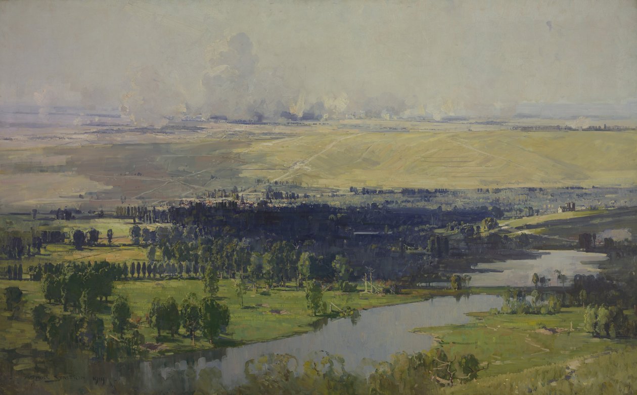 Dolina Sommy w pobliżu Corbie, 1919 autorstwa Arthur Streeton