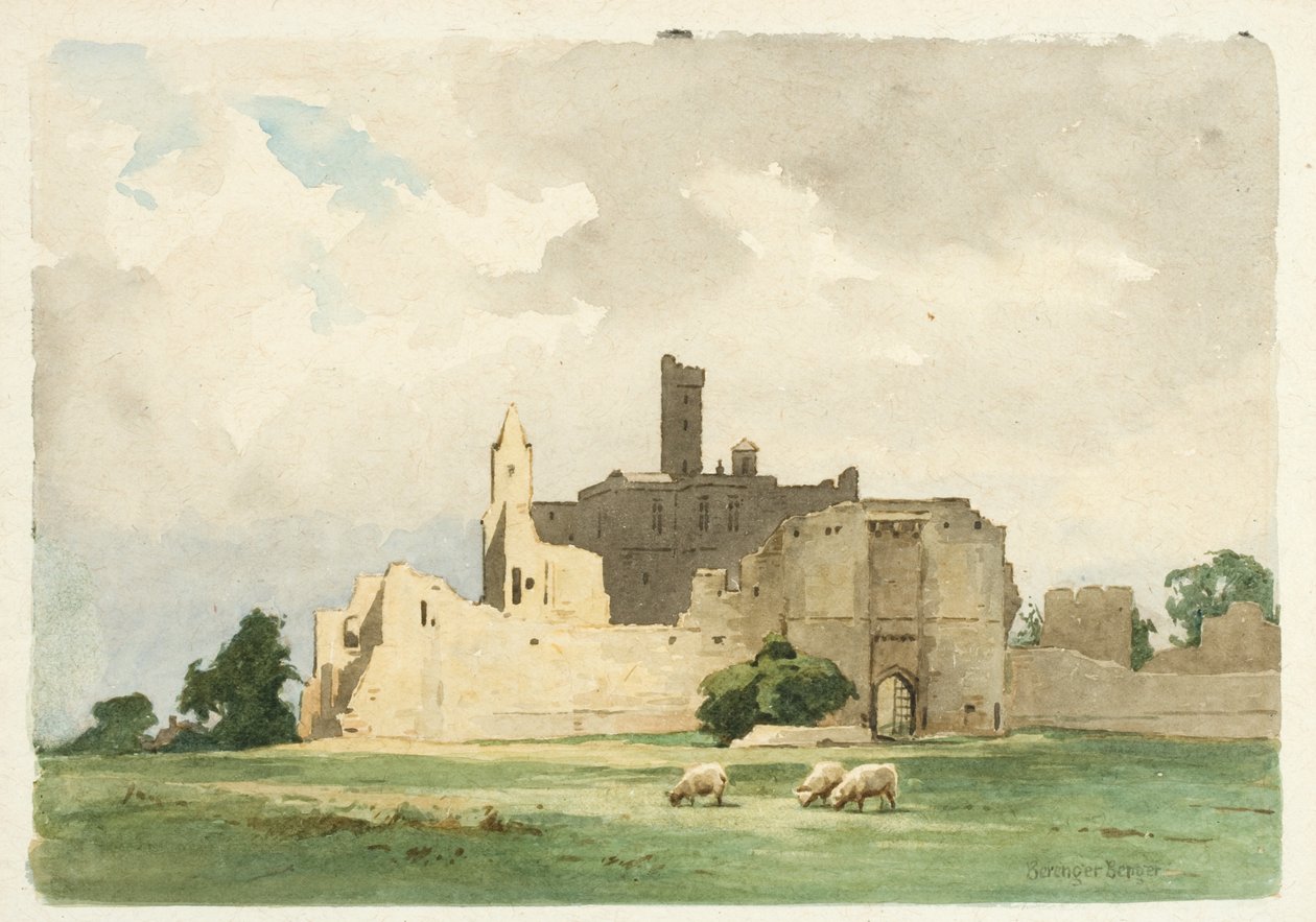 Zamek Warkworth (ołówek i akwarela na papierze) autorstwa Ernest Benger or Berenger