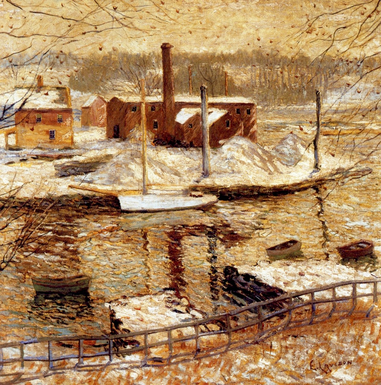 Scena rzeczna zimą, ok. 1899 autorstwa Ernest Lawson