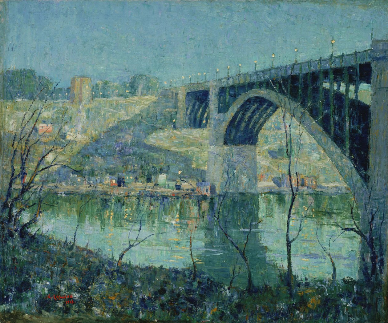 Wiosenna noc, rzeka Harlem autorstwa Ernest Lawson