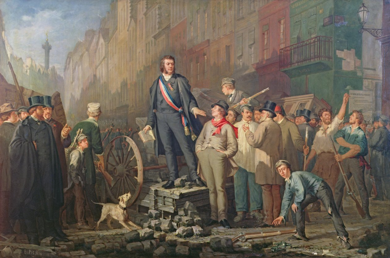 Alphonse Baudin na barykadzie Faubourg Saint-Antoine, 3 grudnia 1851 r. autorstwa Ernest Louis Pichio