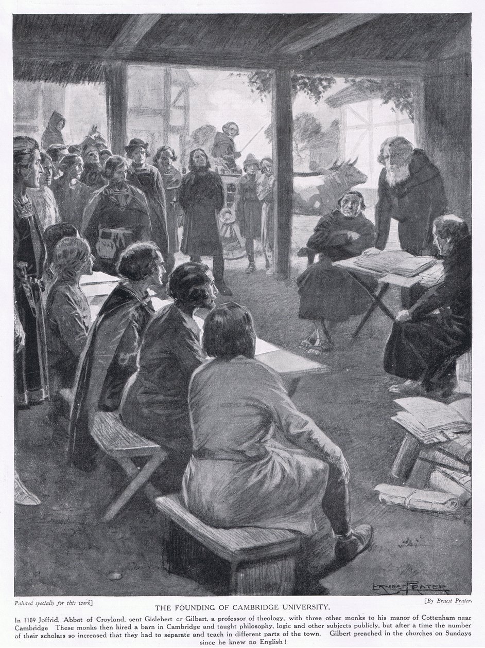 Założenie Uniwersytetu Cambridge AD1109, 1920 autorstwa Ernest Prater