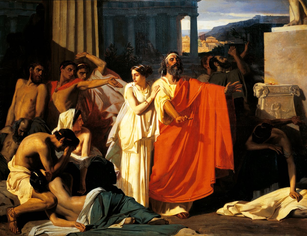 Edyp i Antygona podczas dżumy w Tebach, Eugene-Ernest Hillemacher (1818-1887) autorstwa Ernest Hillemacher