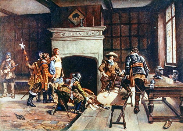 Oliver Cromwell (1599-1658) w Blue Boar w Holborn, ilustracja z „Lives of Great Men Told by Great Men”, pod redakcją Richarda Wilsona, ok. 1920 (kolor litho) autorstwa Ernest (after) Crofts
