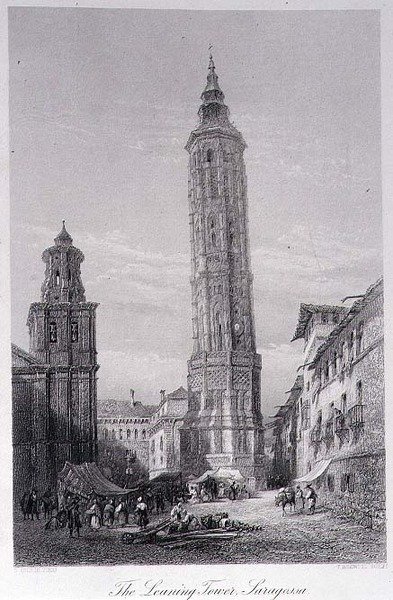 Krzywa Wieża, Saragossa (rycina) autorstwa Ernest (after) George