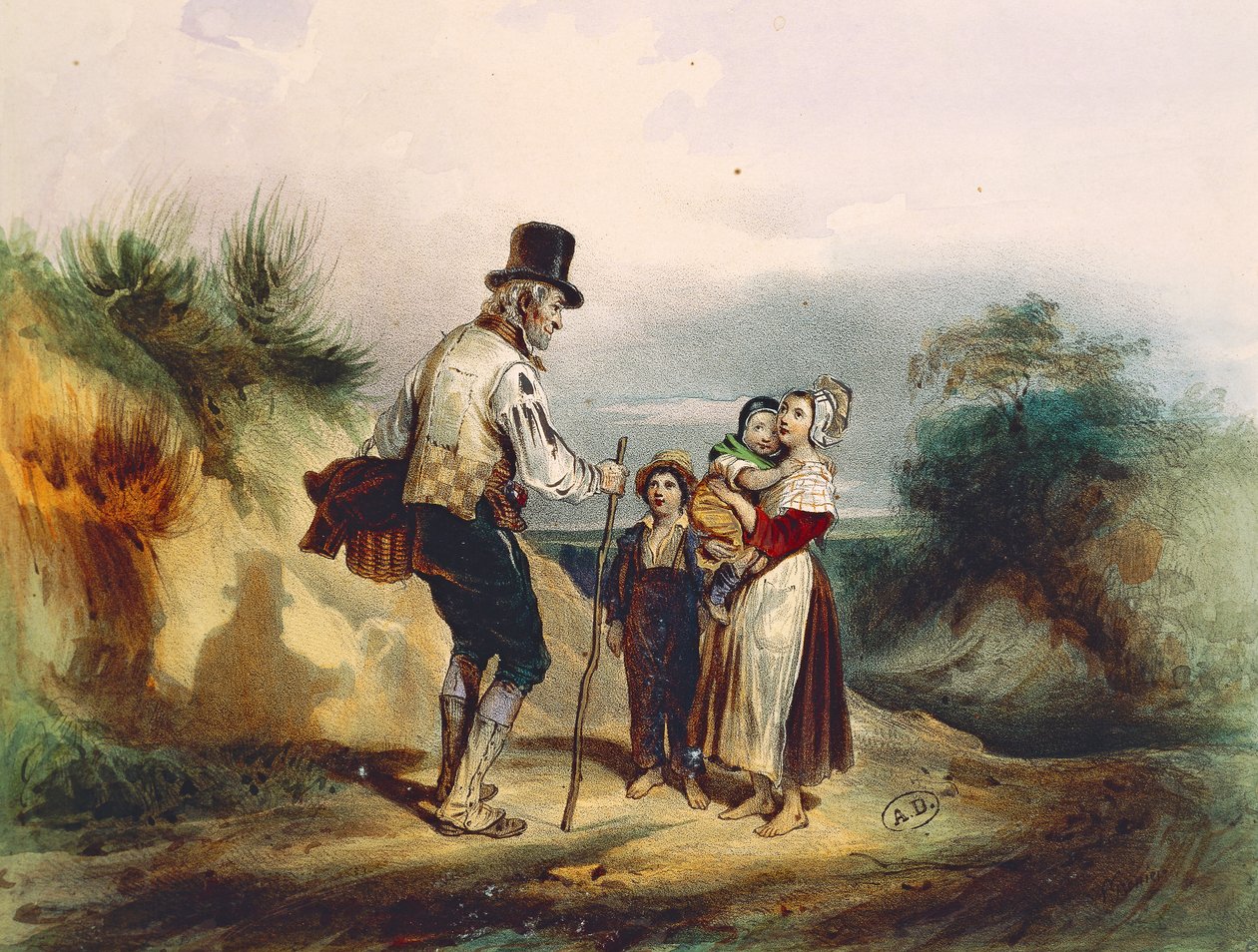 Skrót, ilustracja akwareli Ernesta Greniera do Les Miserables Victora Hugo (1802-1885) autorstwa Ernest (after) Grenier