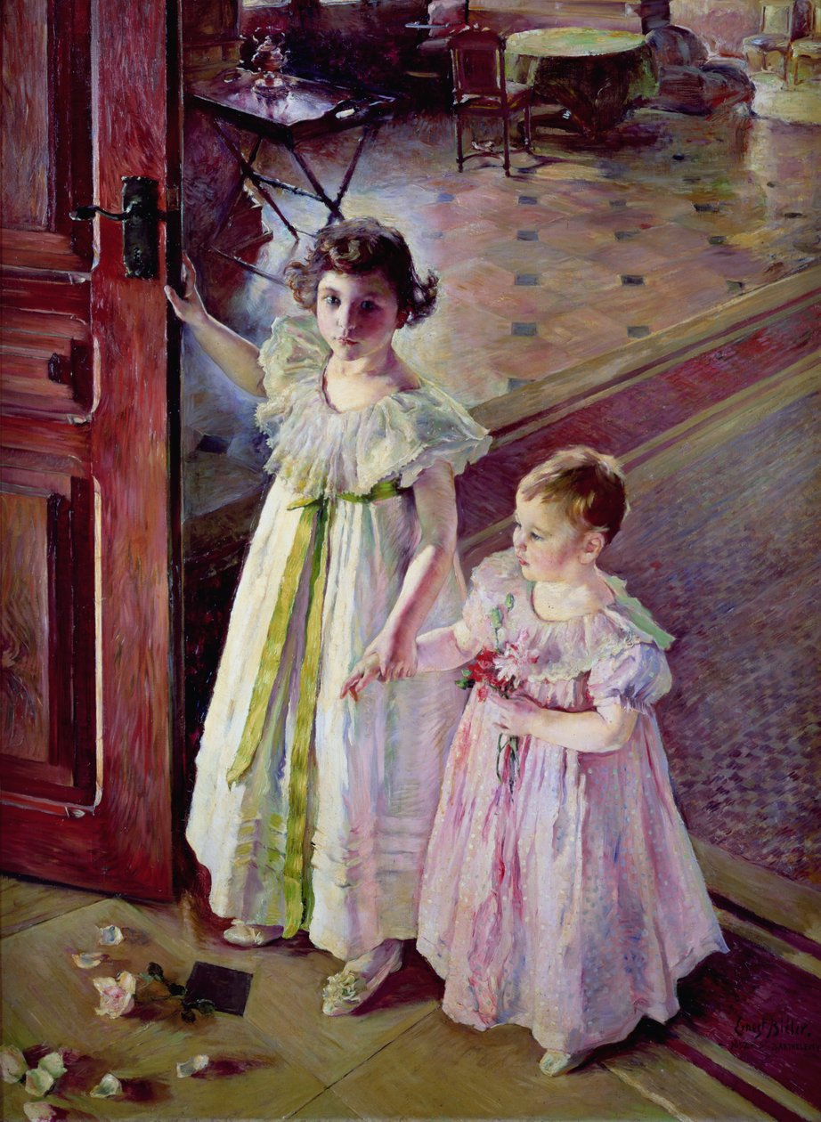 Małe dziewczynki we wnętrzu autorstwa Ernest Bieler