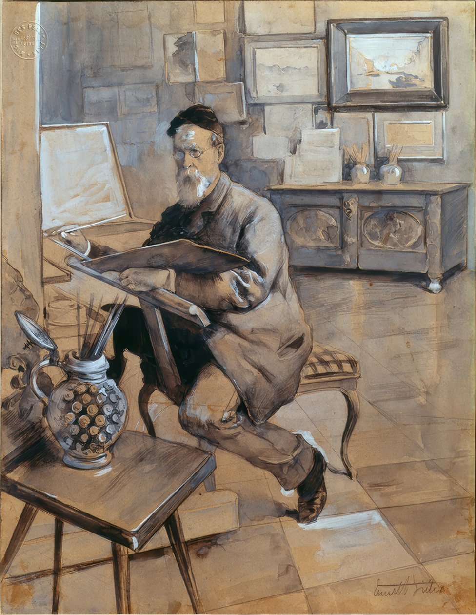 Malarz Bocion w swojej pracowni autorstwa Ernest Bieler
