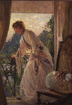 Na balkonie portret fiołka autorstwa Ernest Borough Johnson