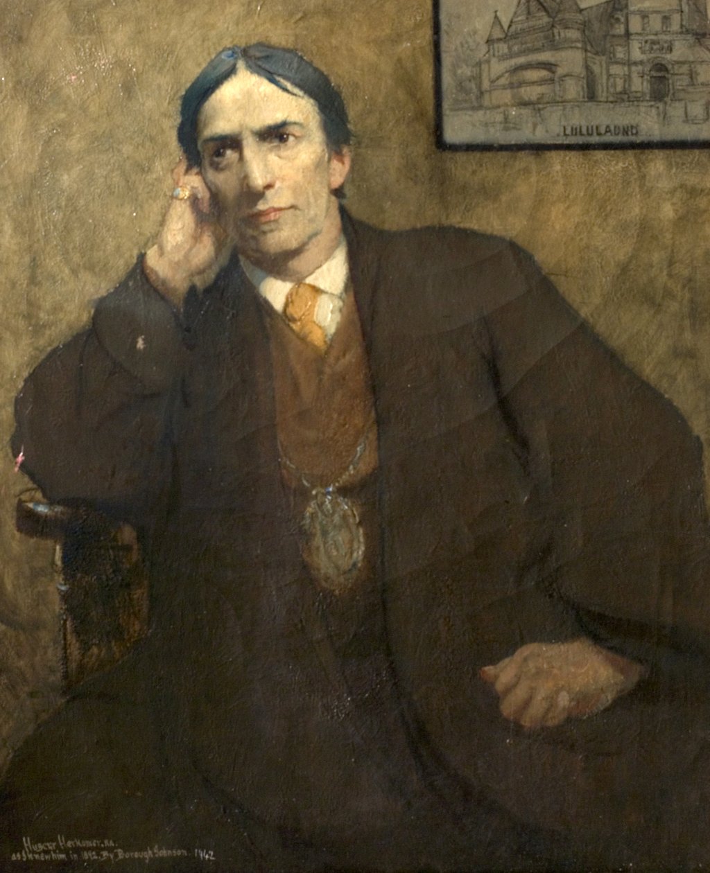 Portret pośmiertny sir Huberta von Herkomer autorstwa Ernest Borough Johnson
