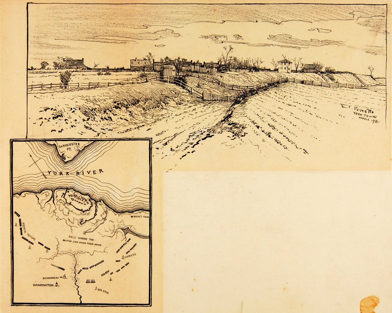 Obecny wygląd brytyjskich okopów w Yorktown autorstwa Ernest C. Peixotto