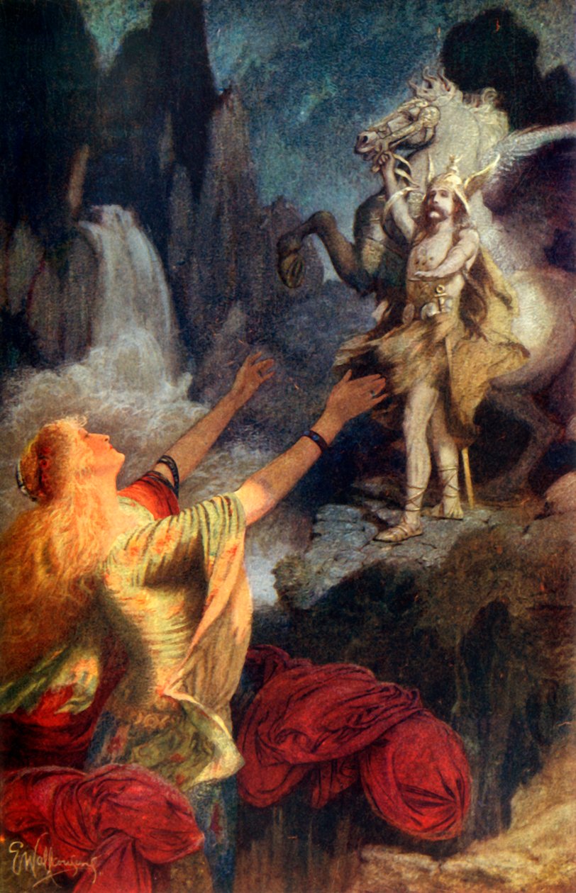 „Powrót zguby myśliwskiej do Walhalli”, 1912. autorstwa Ernest Charles Wallcousins