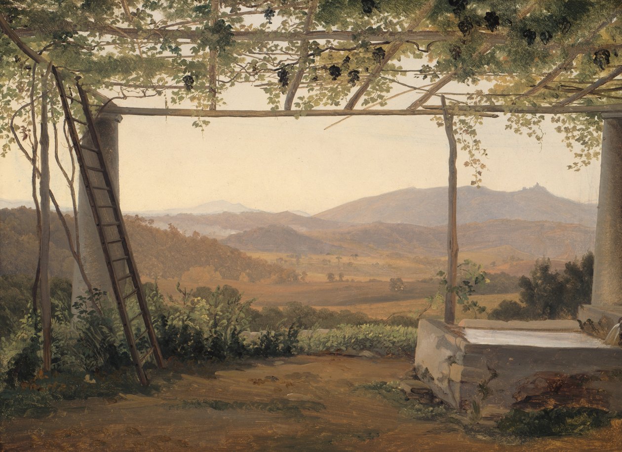 Fontanna i pergola we Włoszech autorstwa Ernest Christian Frederik Petzholdt
